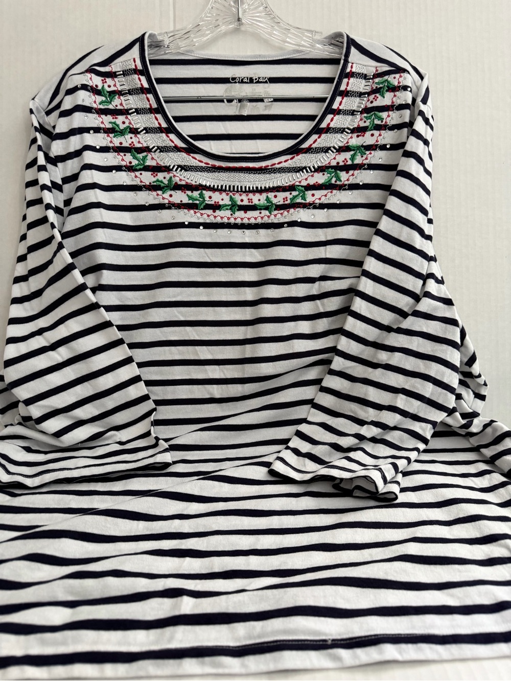 Coral Bay Women’s Christmas Theme Striped Top